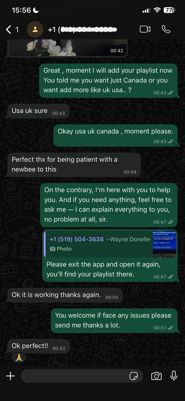 Customer message about Xtreme HD IPTV