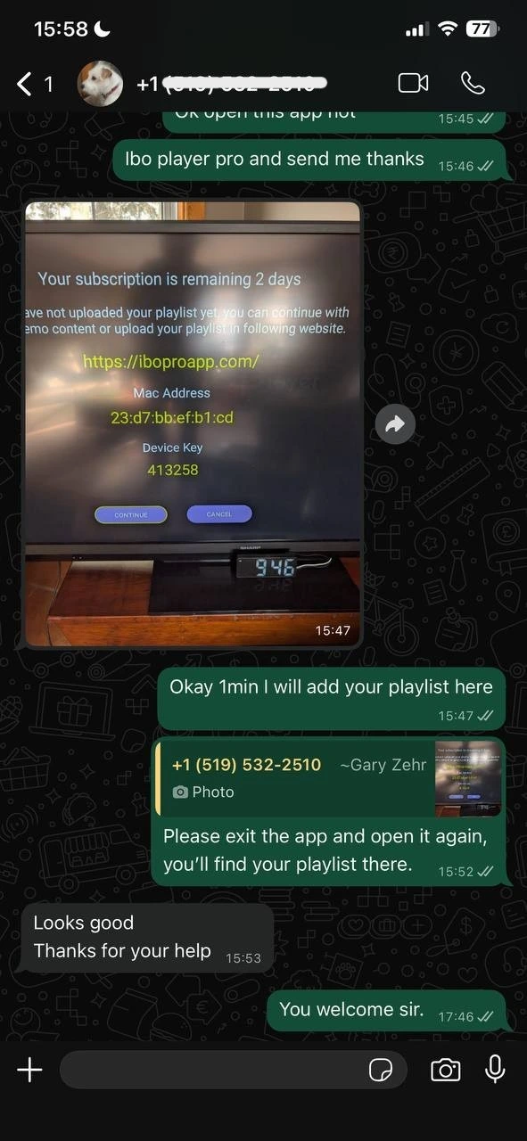 Customer message about Xtreme HD IPTV