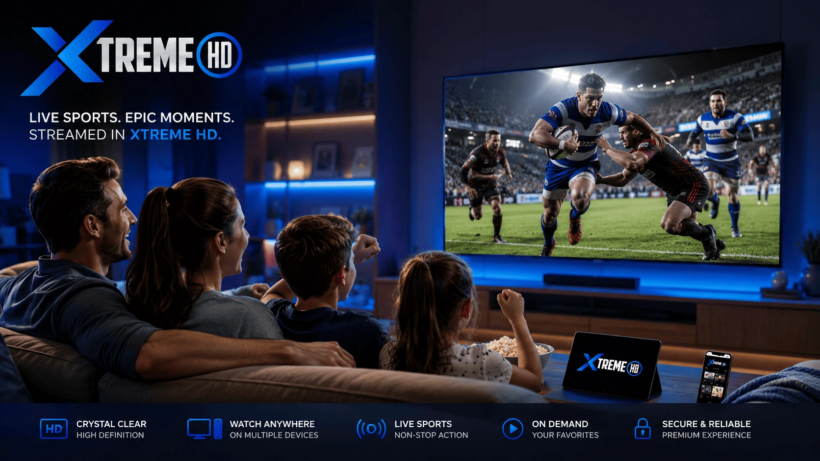 Xtreme HD IPTV streaming in 4K on a large screen